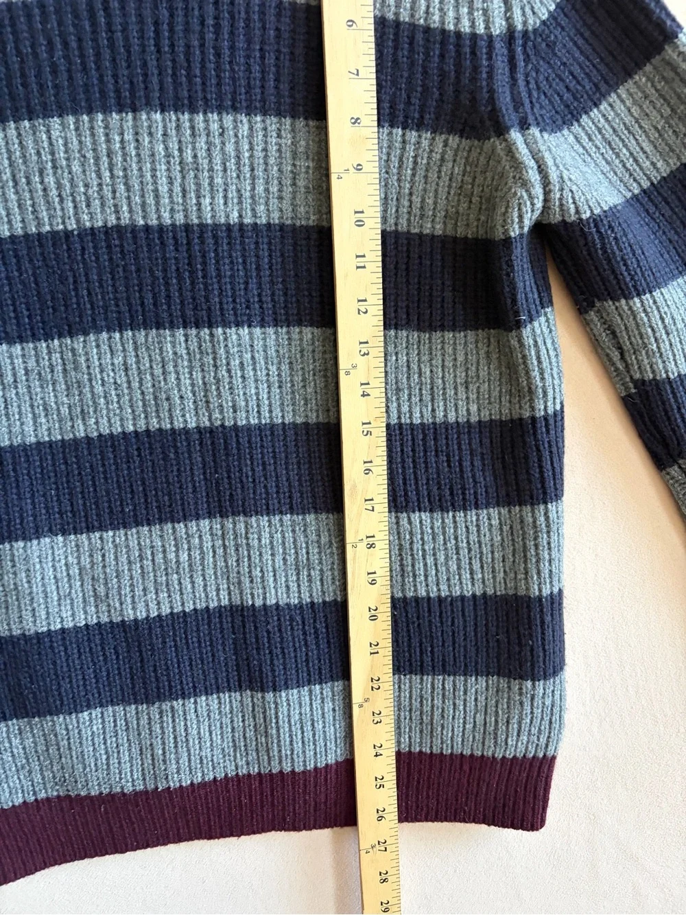 Roberto Collina Men’s Italy Striped Ribbed Wool Knit Zip Cardigan size 48 or M